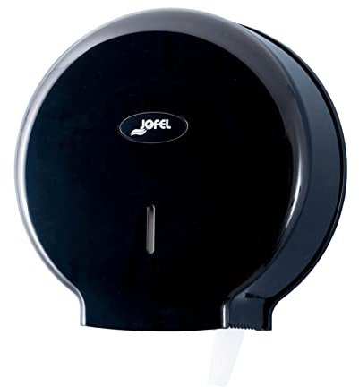 Jofel - Portarrollos de Papel Higiénico Industrial Mediano, Dispensador de Papel en Rollos 300m, 220mm Diámetro, Mandril 45mm, Ideal Baños Públicos, Carcasa ABS, Valor AE57600 Negro