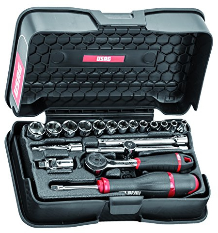 USAG 606 1/4 EA U06060101 Assortimento in Cassetta di ABS con Bussole Esagonali (19 pezzi)