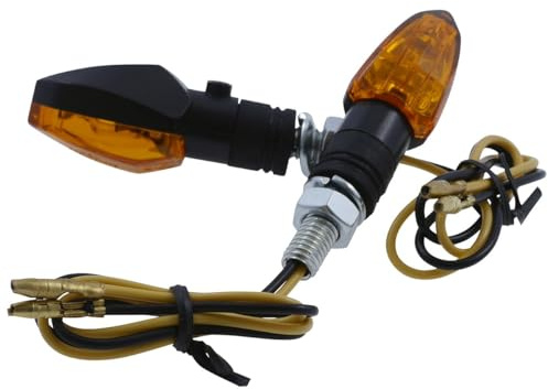 Streetparts24 Halogen Blinker LIZZARD Schwarz E-geprüft passend für 12V/6W - 33mm x 55mm, M8 Gewindebolzen, Gelbes Glas, Robustes Kunststoffgehäuse, 1 Paar | 2x Blinkleuchte, dreieckig, Kunststoff, Kopf 33 × 20 × 22 mm, Stiel ca. 22 mm, Bolzen M8, Einbauposition universal, schwarz