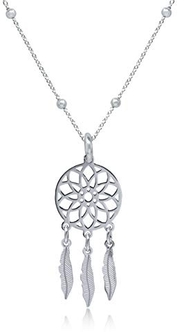 WANDA PLATA kette Traumfänger Kette Anhänger Echt Sterling Silver 925 Dreamcatcher Feder Schmuck Damen, Geschenk für Mädchen, Frauen, freundin zum Geburtstag