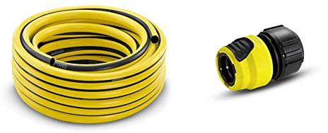 Kärcher 2.645-138.0 Schlauch PrimoFlex (1/2 Zoll, 20 m) & 2.645-194.0 Schlauchkupplung (Universal Plus, mit Aqua Stop) schwarz