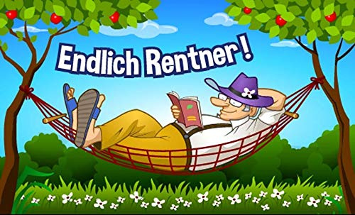 Fahne Flagge Endlich Rentner Hängematte 90x150 cm Hissfahne Fahnen mit Ösen Ruhestand