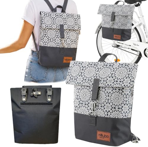 millybo SWEET Fahrradtasche Gepäckträger Rucksack Fahrrad Tasche Damen Backpack Fahrradrucksack wasserabweisend