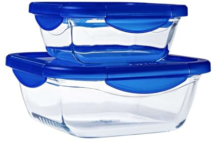 Set of 2 square glass dishes with leak-proof lid - Cook & Go