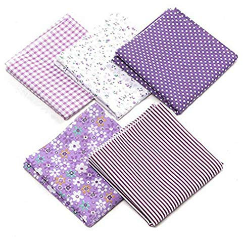 Egurs 5 Stücke 50 x 50 cm Patchwork Stoffe 100% Baumwolle Bunte Baumwollstoff Tuchbündel DIY Handgefertigte Nähen Quilten Stoffpakete Lila Serie