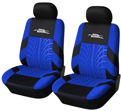 AUTOYOUTH Copri sedili Auto Universali | Compatibile con Airbag Laterale | Coprisedili per Sedili Anteriori Auto, （Nero/Blu）