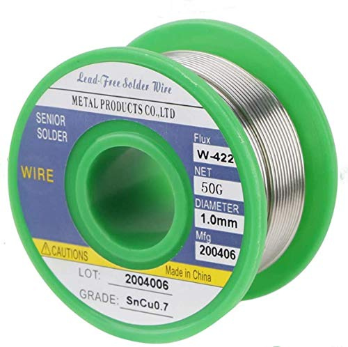 Lead Free Solder Wire, Sn99.3-Cu0.7 1.0mm 0.11lbs, Tin Lead Rosin core solder wire for electrical soldering, and DIY
