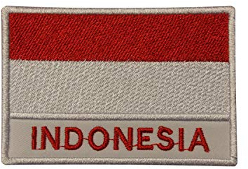Aufnäher, Motiv: Indonesien-Flagge, bestickt, zum Aufnähen oder Aufbügeln, 9 x 6 cm