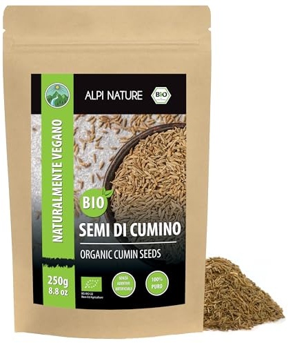 Alpi Nature Cumin Graines BIO 250g, Graines de Cumin bio Entières pour la Cuisine et les Mélanges d'Épices