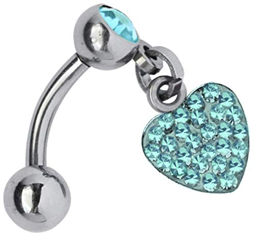 Modern Nature Piercing-Schmuck Bauchnabelpiercing, Intimpiercing 316l Stahl Banane 1,6 mm mit Steinkugel und Epoxy Herzanhänger