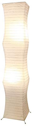 ACMHNC Stehlampe Wohnzimmer Papier, Warmes Licht Papierlampe Moderne Weiß Stehleuchte Schlafzimmer Mit Lampenschirm Aus Reispapier, 2Xe27 Fassung, Max.40W, 123CM Ecke Standleuchte Deco Lampe