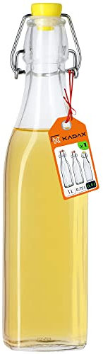KADAX Flip Top Bottle, Glass Flask with Rubber Cork, Beer Container, Fermentation Bottle, Glass with Swing Top for Kombucha, Water, Carbonated Drinks (500ml, 1 piece)