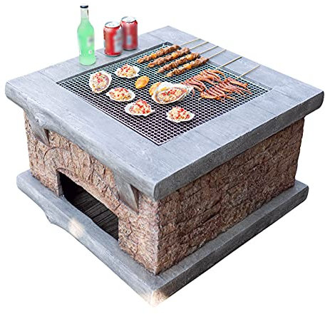 MNSSRN Brasero Decorativo al Aire Libre, Calentador de jardín Terraza Camping Brasero de Hierro Fundido Partido Mesa de Barbacoa