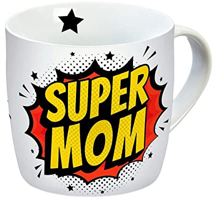 GEDA LABELS GmbH Super Mom Tasse Comic - weiÃŸ, Bedruckt, aus Keramik, Fassungsvermögen ca. 300 ml.