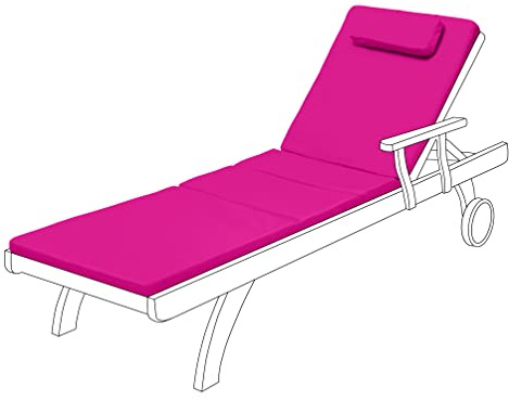 Gardenista Liegenauflage mit Kopfstütze, Auflage für Gartenliege | Polsterauflage für Sonnenliege | Wasserabweisend Strandliege | Auflagen für Deckchair Bezug abnehmbar 207 x 59 x 5 cm (Rosa)