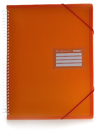 Hüllenmappe mit Spiralbindung und festem Deckel mit verstärkten Seiten und Gummizug mit Colorline by Office Box (A4 - 20 Hüllen, orange)