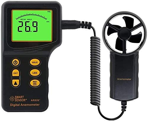 Digital Handheld Anemometer Wind Speed Meter Gauge for Measuring Wind Speed, Temperature, Air Flow Meter with LCD Backlight