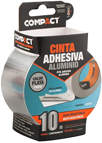 V&A SUBELEC - Cinta adhesiva en aluminio - resiste altas y bajas temperaturas - 10m x 50mm - uso en calefacción, ventilación, carrocería y techos