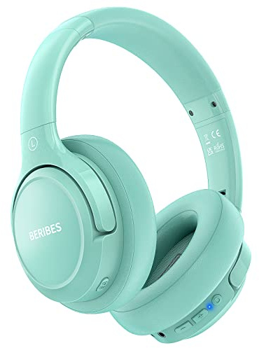 BERIBES Bluetooth Headphones Over Ear, 65H Playtime and 6 EQ Music Modes Wireless Headphones with Microphone, HiFi Stereo Foldable Lightweight Headsets, Deep Bass for Home Office Cellphone PC Ect.
