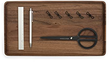 Oakywood - Ablage Schreibtisch Holz - Holztablett Deko - aus Edelholz, Handwerk - Stiftablage, Schlüsselschale - Schreibtisch Zubehör Aesthetic - Massivholz Walnuss - 36x20 cm (14.1x7.9)