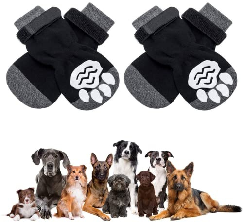 Tsathoggua 2 Paar Indoor Anti-Rutsch Socken FüR Hunde, Pfotenschutz Haftsocken FüR Kleine Und MittelgroßE Hunde; rutschfeste Verstellbare Hundesocken FüR Den Innenbereich Auf HartholzböDen