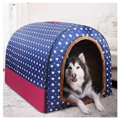 Hundehütte für den Innenbereich, großes Jumbo-Hundebett mit Dach, mittelgroßes Hundehaus, orthopädisches Kissen, gemütlich, bequem, beruhigend, aus Korbgeflecht, warm, beheizt, XXL, Hundehütte,