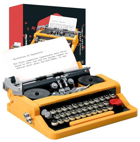 FLAVAS Blocco da Costruzione Giocattolo per Macchina da Scrivere, Set da Costruzione per Macchina da Scrivere | Modello di Giocattoli per Macchine da Scrivere Serie Classica retrò - Modello