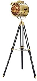 BPILOT Lampadaire sur Pied Lampadaire abat-jour en acier inoxydable avec trépied en bois lampadaire portable for salon chambre Lampes Moderne (Color : B-gold+black)