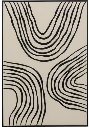 Kare Design Leinwandbild Artistic Bow, Schwarz/Weiß, Wandbild, Bild mit Rahmen, mit Ölfarbe handgemalt, Abstrakt, Modern, Wohnzimmer, Schlafzimmer, Flur, 113x73 cm (L/B)