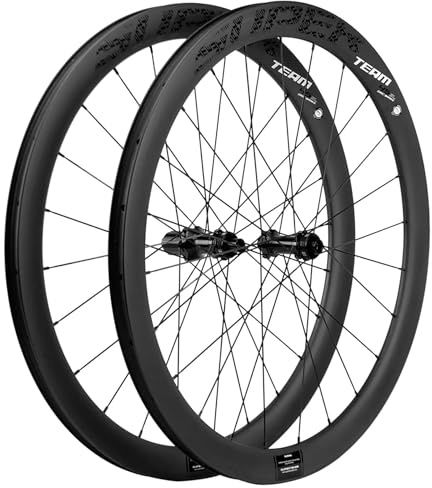 Superteam Rennrad-Radsatz, 700C, Scheibenbremse, 45/50/53 mm Tiefe, Mittelverriegelung, Steckachse, passend für 8/9/10/11-Gang-Kassette, kompatibel mit schlauchlosen und Drahtreifen (45 mm Tiefe, 28