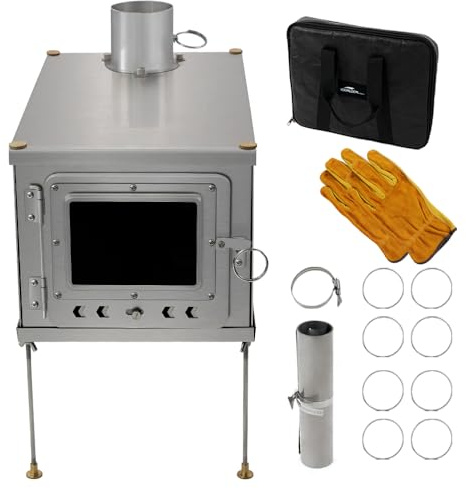 Soomloom Foldable Titanium Wood Burning Stove Wintour ULtai 0.5mm Lightweight Compact Durable Portable Foldable Outdoor Camping Hiking Bushcraft Heating Wood Stove