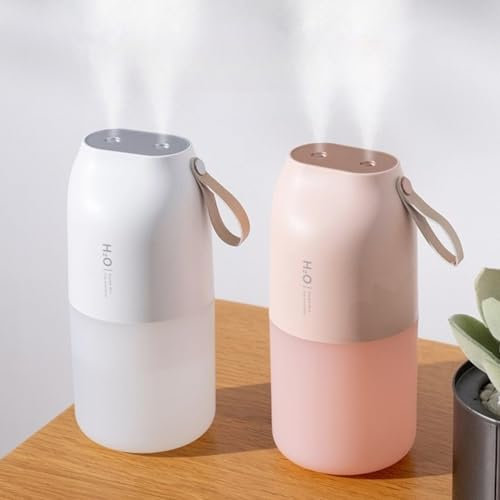 Humidificador aceites Esenciales, difusor aceites Esenciales, humificador Aromas mocos y Tos casa, difusor de Aromas, humidificador Bebes, ambientador Coche, INALÁMBRICO, PORTÁTIL (Rosa)