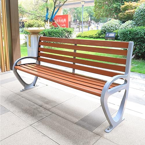 SORVA Gartenbank aus Metall, Parkbank für draußen, 2-Sitzer-Terrassenbank mit geschwungener Rückenlehne und Armlehne, Außenbank aus Aluminiumguss für Garten, Terrasse, Veranda und Hof, einfache Mo