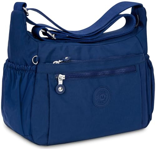 WACCET Sac Bandoulière Femme Grand, Sac à Main Bandoulière Nylon Imperméable avec Bandoulière Réglable Multi Poches Sacoche à Bandoulière Femme pour Voyages Usage Quotidien Travail