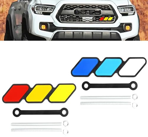 LONGHAO 2 pezzi per griglia del radiatore auto, accessorio per griglia del radiatore, stemma, decorazione auto, adesivo per griglia del radiatore, 3 colori, per auto (Rouge et Bleu)