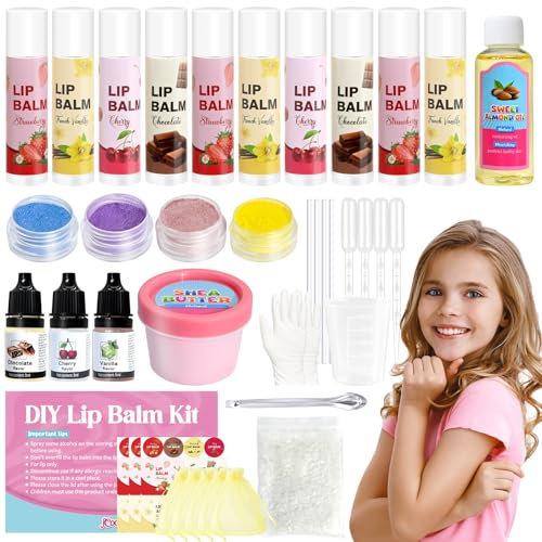 Lipgloss Selber Machen, Vezerd Lippenbalsam Making Kit, Mädchen Kreative Basteln Erwachsene Lip Gloss Lippenstift DIY Herstellungsset Set, Lustiges Make Up Mädchen Geschenk Für Frauen/Kinder