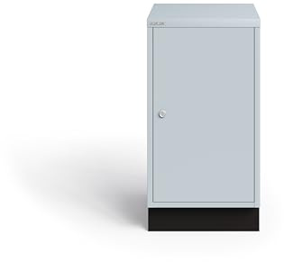 Multi Ablageschrank; 29er Serie, abschließbare Flügeltür mit Sockel; linksseitig öffnung; Maße: H 670 x B 349 x T 460 mm; Farbe: 645 lichtgrau