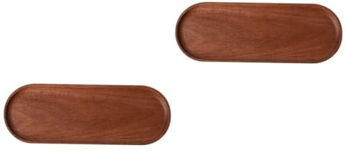ABOOFAN 2 Piezas Bandeja de merienda de Madera bandejas Pallet Tablas de Madera Bandeja Decorativa Bandeja de joyería Bandeja de Corte de Madera Maciza Ovalada para el hogar