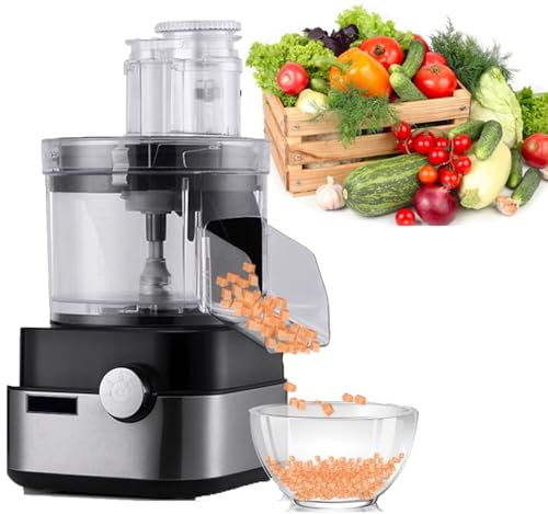 URJWAN Procesador De Alimentos Comercial, Cortador De Verduras EléCtrico De 2 Velocidades De 600 W, Cortador De Verduras Multifuncional,chillas De Acero Inoxidable