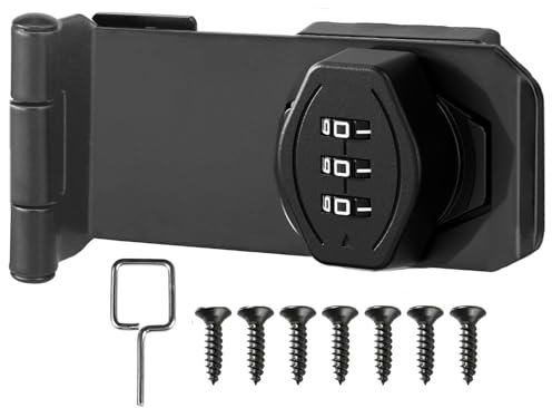 Litensh Serratura ad angolo retto a 90 gradi per armadietto, con password, serratura a combinazione rotante, antifurto, senza chiave, serratura per porta da fienile, giardino, cassetto, armadio, nero,