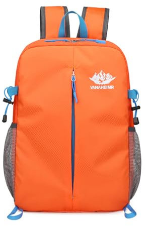 PORRASSO Wanderrucksack Faltbarer Rucksack 20L Reiserucksack Leichter Wasserdichter Daypack Hiking Backpack für Damen Herren Camping Trekking Radfahren Klettern Reisen Sport Orange