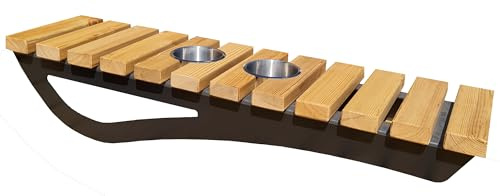 Design Getränkehalter für Waldsofa Traumliege Sonnenliege Relaxliege Gartenliege Himmelsliege Wellnessliege Saunaliege mit Edelstahleinsätzen (Getränke, Holz)