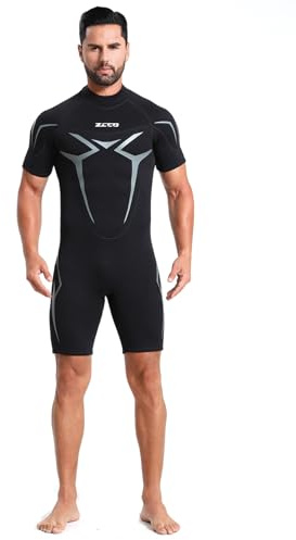 ZCCO Tuta corta in neoprene per uomo e donna, tuta da immersione corta da 3 mm per uomo e donna, perfetta per surf, immersioni, sport acquatici (uomo, S)