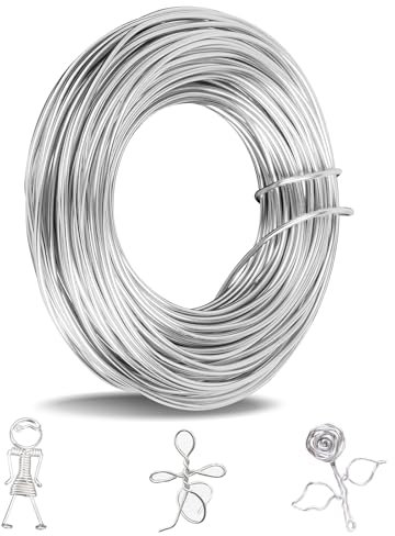 Lanovuto 2 mm Basteldraht, 30 m Draht zum Basteln, Weicher Aluminiumdraht, Schmuckdraht, Silberdraht, Aludraht für Schmuck