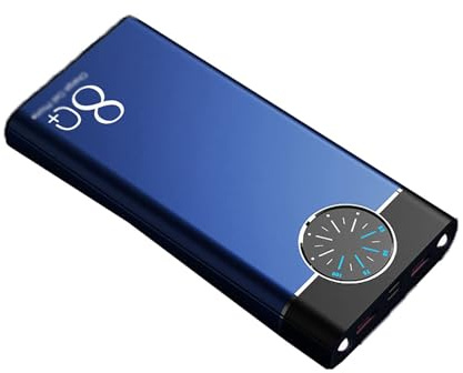 KhUkhu Power Bank da 80000 mAh, Batteria Esterna A Ricarica Rapida, 2 USB, Display Digitale, Batteria Ad Alta capacità, Torcia di Backup per Smartphone E Tablet,Blu