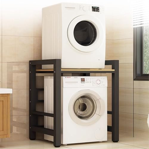 Meuble Machine à Laver et Seche Linge Support Universel pour Lave-linge et Sèche-linge, Robuste et Réglable, pour Superposer Les Lave-linge et Sèche-linge Sur Un Plan de Travail, pour La Buanderie.(Bl