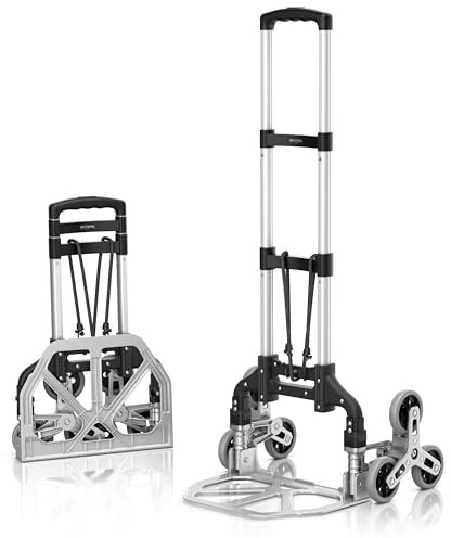 Brandson - Sackkarre Treppensteiger klappbar – 6 Räder – bis 75 kg – Transportkarre für Umzug Getränkekisten – leicht und stabil aus Aluminium
