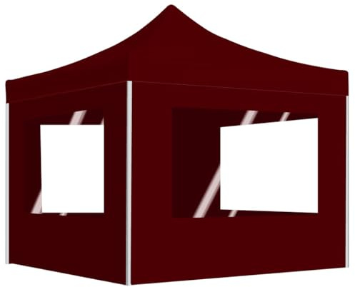 Tendone pieghevole professionale con pareti in alluminio, 3 x 3 m, rosso vino