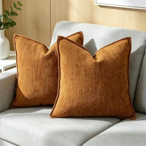 OYIMUA Terracotta Kissenbezug 40x40 Chenille 2er Set Zierkissen | Dekorative Kissenbezüge Sofakissen Kuschelkissen Weich Kissenhüllen Wohnzimmer Schlafzimmer Boho Deko Pillow Cover