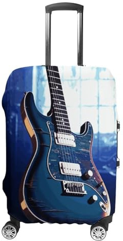 QMNBTES Handgepäckabdeckung, blau, Gitarrenkofferabdeckungen für Gepäck, TSA-zugelassen, Reisegepäckhülle, elastischer Koffer-Schutz, kratzfest, waschbar, passend für 48,3 - 76,2 cm Koffer, Weiß, M